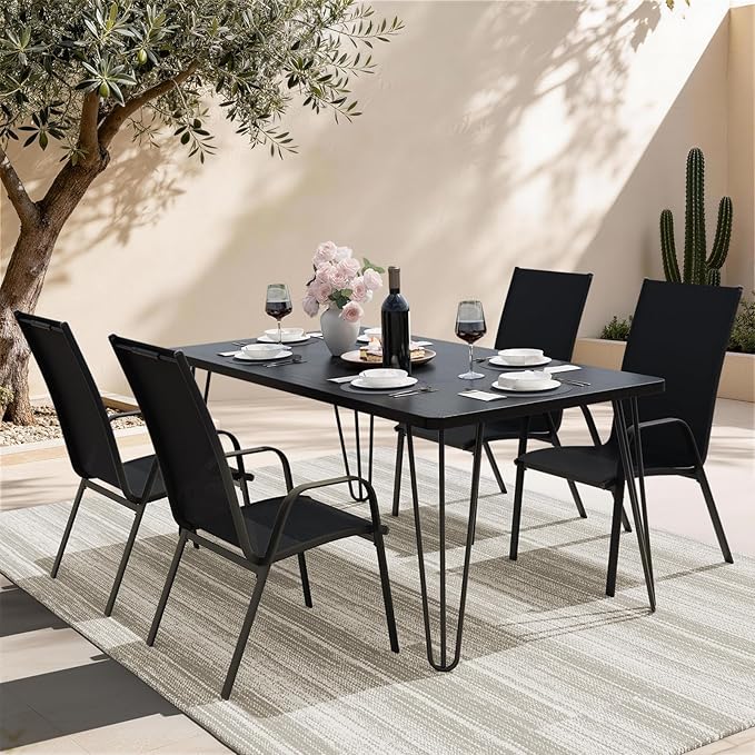 JEAREY Patio Dining Chairs Set of 4, Outdoor Stackable Dining Furniture Set - Image 2