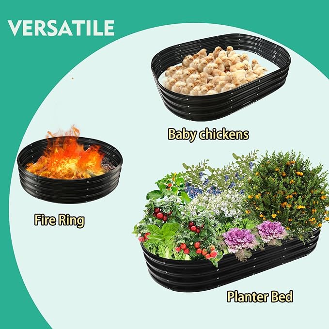 6X3X1 FT Oval Galvanized Metal Garden Raised Bed/Plant Box - Image 2