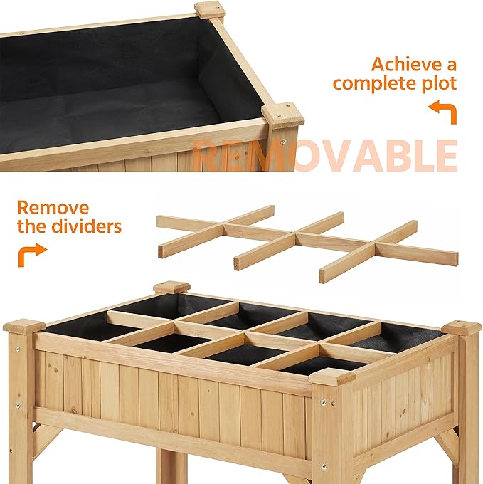 Yaheetech 36x25x37 Inch Raised Garden Bed 8 Pocket Herbs Outdoor Horticulture - Image 5