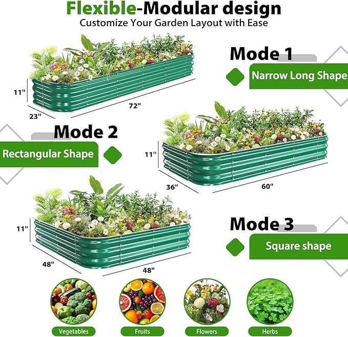 Galvanized Raised Garden Bed for Gardening, Modular Above Ground Growing - Image 4