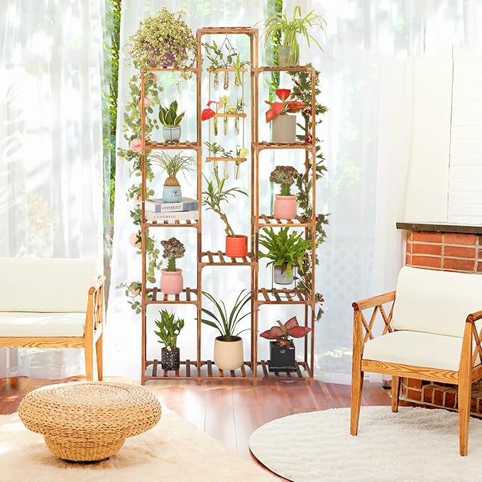 XXXFLOWER Plant Stand Indoor Outdoor 13 Tiers Wood Plant Shelf - Image 4