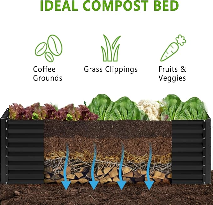 2PCS 4x2x1FT Galvanized Raised Garden Bed, Planter Raised Beds-Metal Garden Box - Image 3