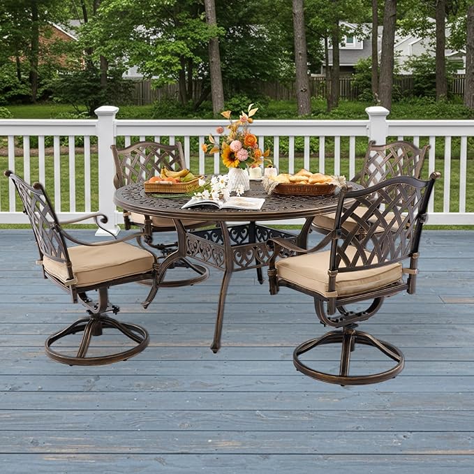 5-Piece Cast Aluminum Patio Furniture, Patio Dining Set - Image 2