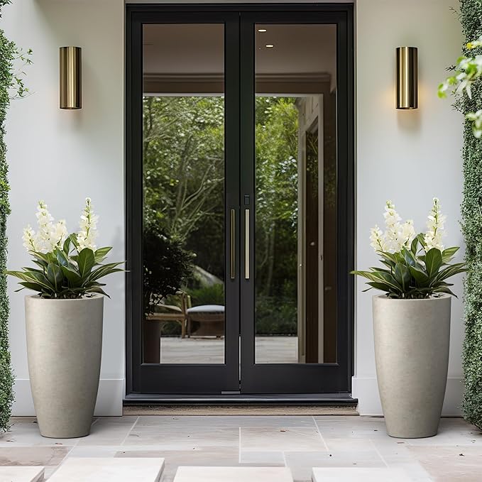 Kante 23.6" H Weathered Concrete Tall Planters, Large Outdoor Indoor Decorative - Image 6