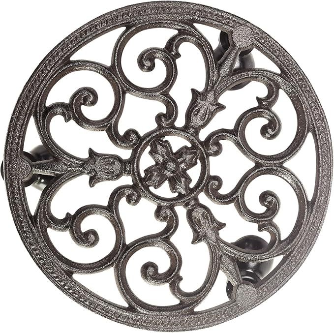 Sungmor Heavy Duty Cast Iron Plant Caddy, Indoor Outdoor Planter Holder Trolley by Sungmor