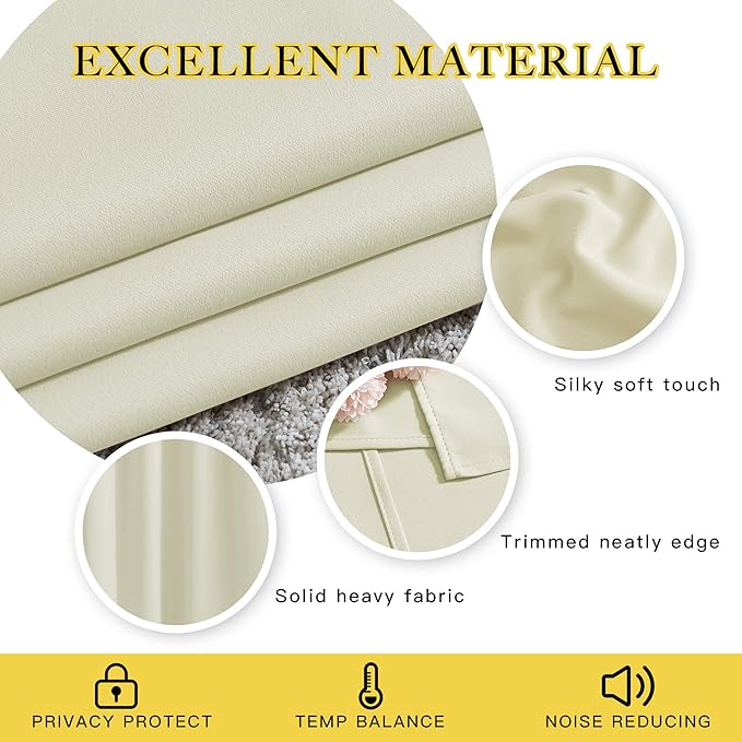 NICETOWN Room Darkening Beige Curtain 84 inch Length - Image 5