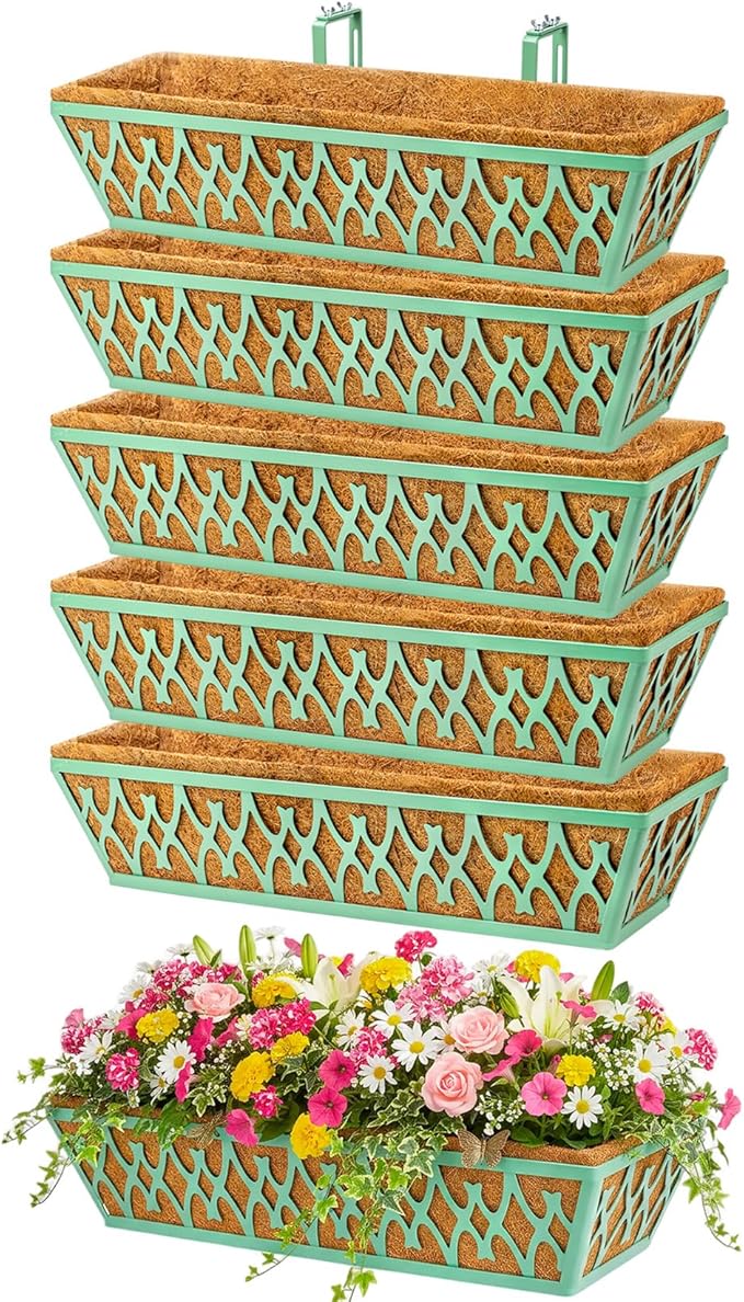 6 Pack 24 Inch Window Boxes Planters Railing Planter Box by KarlliuHOMEGARDEN