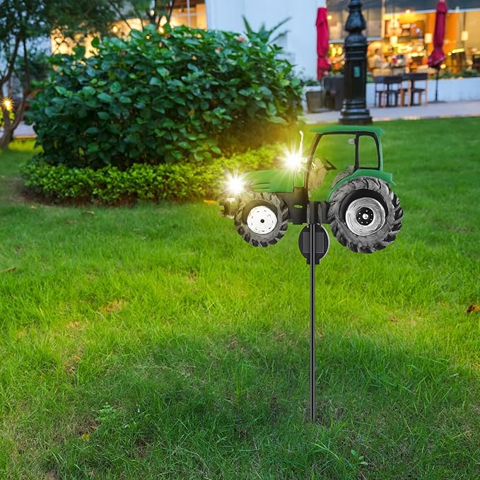 Solar Tractor Light Metal Yard Stake Solar Powered Light Up Metal Tractor - Image 4