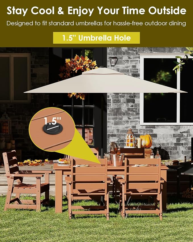 GREENVINES Outdoor Dining Table | 67’’ | HDPE | Rectangle Tables - Image 6