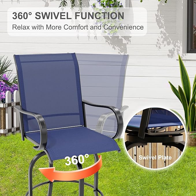 5 PCS Outdoor Bar Set with Outdoor Bistro Table and Chairs Set of 4, Bar Height - Image 4