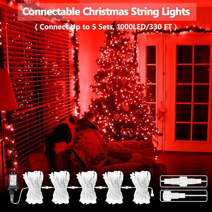 Connectable 200 LED String Lights Indoor Outdoor, 66FT Red Christmas Lights - Image 2