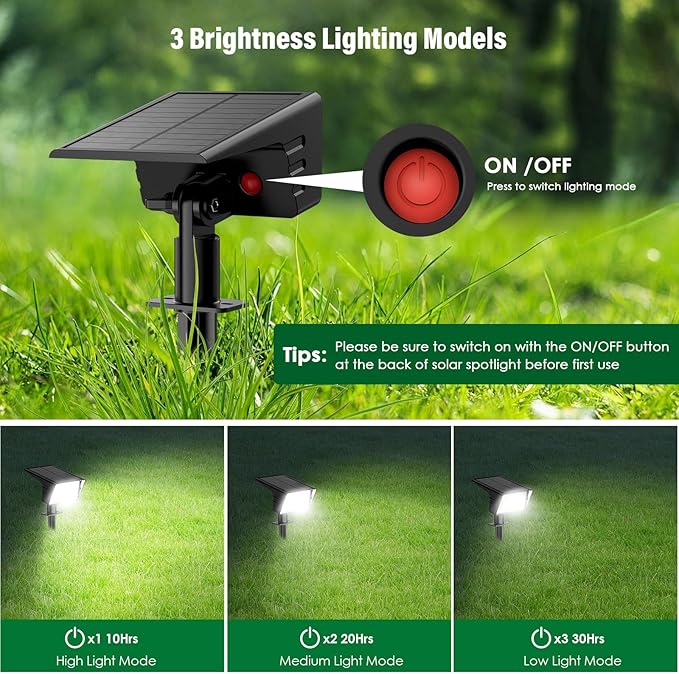 Solar Spot Lights Outdoor with 60 LED & Auto On/Off, 6 Pack Solar Lights - Image 3