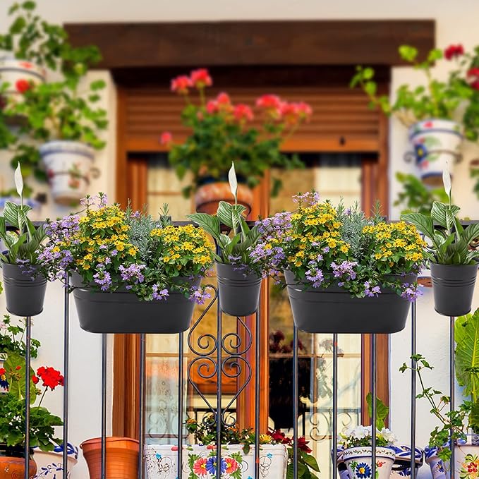 HowRU Metal Iron Flower Pots for Railing Fence Hanging Bucket Pots and Hanging - Image 7