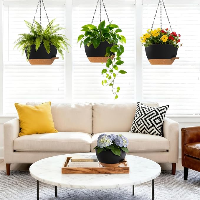 Set of 3-10 Inch Self Watering Hanging Planters - Image 3
