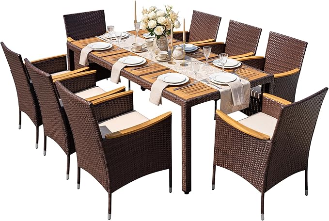 Greesum 9 Pieces Outdoor Patio Dining Set, Conversation Sets by BuynowfromGreesum