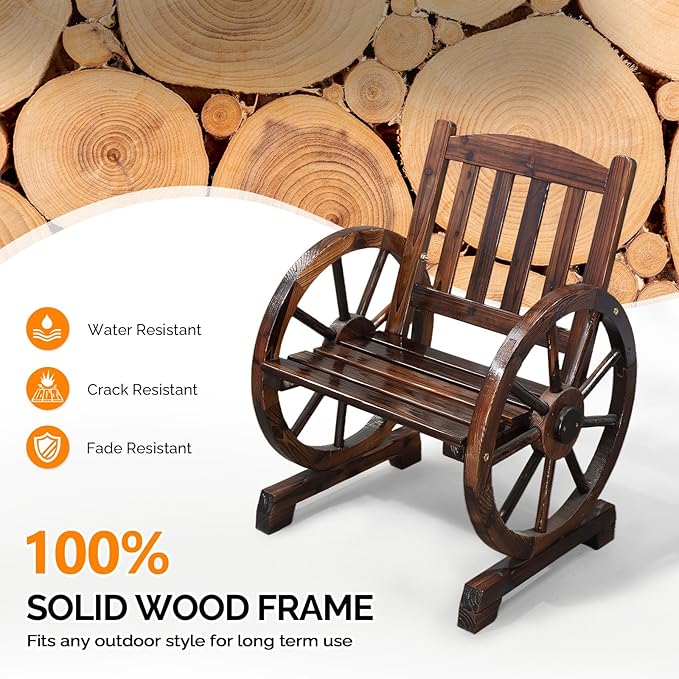 VINGLI Rustic Wooden Patio Chair - Image 6