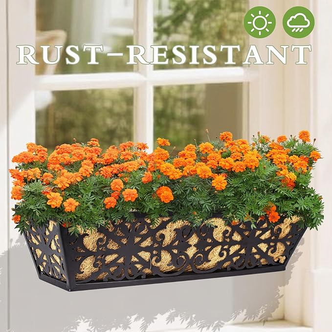 2 Pack 24 Inch Window Boxes Planters Railing Planter Box - Image 7