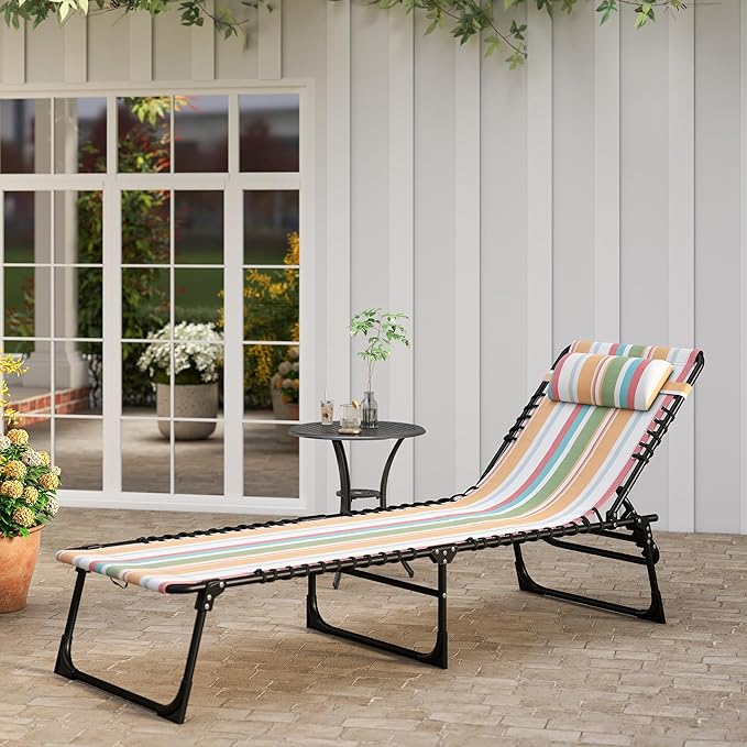 Outsunny Folding Chaise Lounge Chair, Patio Sun Tanning Chair, Outdoor Chaise - Image 10