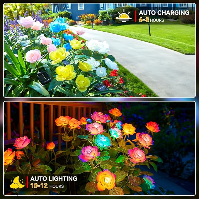 WdtPro Solar Lights Outdoor, 8 Pack Solar Garden Light - Image 2