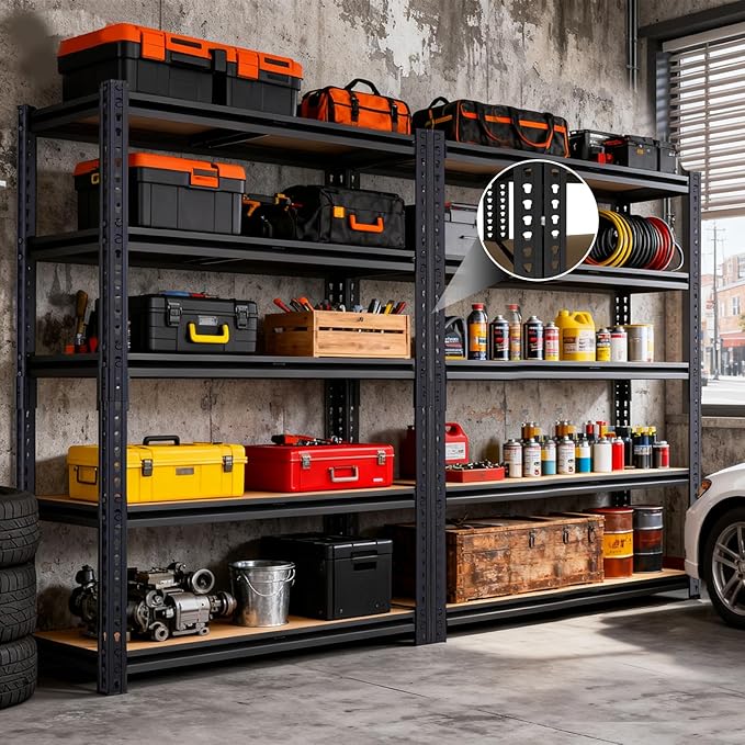 Garage Shelving, 2400 LBS Metal Storage Shelves, Adjustable Shelving Rack - Image 8