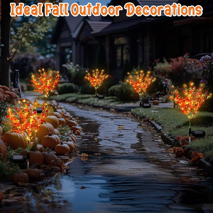 2 Pack Solar Stake Lights Outdoor Decor Waterproof Mums Artificial Flowers - Image 5