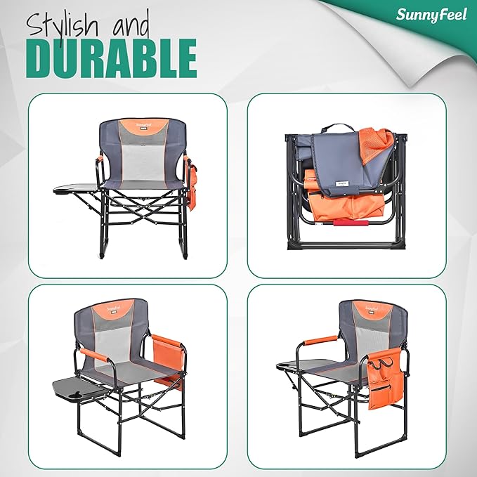 SUNNYFEEL Camping Directors Chair, Heavy Duty, Oversized Portable Folding Chair - Image 7