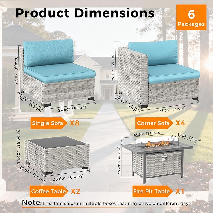 12-Seat Modern Outdoor Wicker Rattan Patio Furniture Set - Image 3