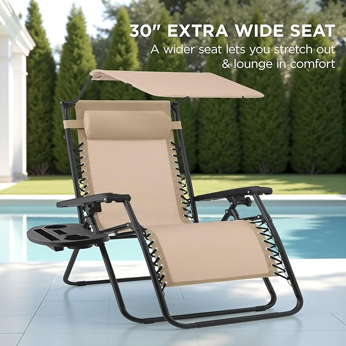 Best Choice Products 30” Wide Folding Zero Gravity Outdoor Recliner Patio - Image 3