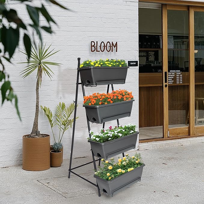 GENMOUS 4 Tier Raised Garden Bed Tall 45'' Vertical Elevated Garden Planter - Image 7