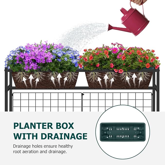 OYEAL Raised Garden Bed with Legs & & Trellis 32" Tall Vertical Herb Garden - Image 3