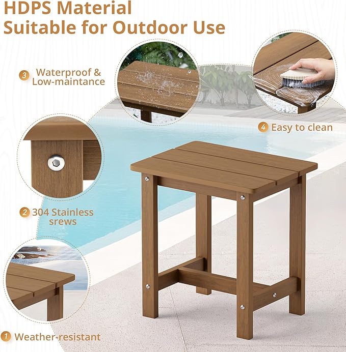 LUE BONA Outdoor Side Table, HDPS Small Outdoor Table, Adirondack Side Table - Image 6