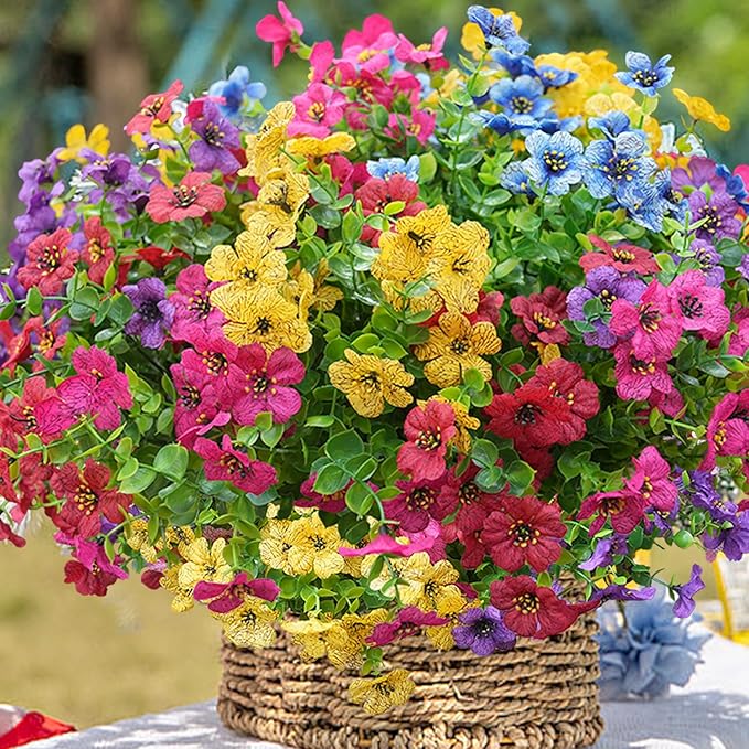 Artificial Flowers for Outdoor, UV Resistant Fake Silk Flowers, Realistic Faux - Image 4