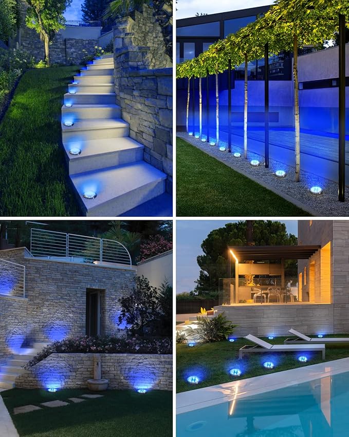 btfarm 4 Pack Solar Lights Outdoor, 8 LED Solar Ground Lights IP65 Waterproof - Image 4