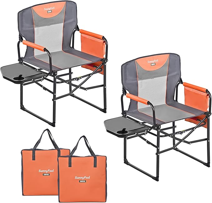 SUNNYFEEL Camping Directors Chair, Heavy Duty, Oversized Portable Folding Chair by SunnyFeelCamping