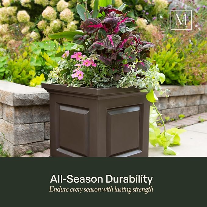 Mayne Nantucket 20-Inch Square Planter – Self-Watering, Weather-Resistant - Image 4