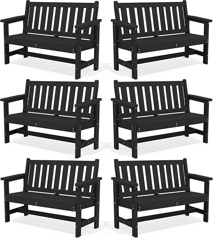 SERWALL Outdoor Bench, HDPE Outdoor Benches Weatherproof, 2-Person Garden Bench by SERWALL