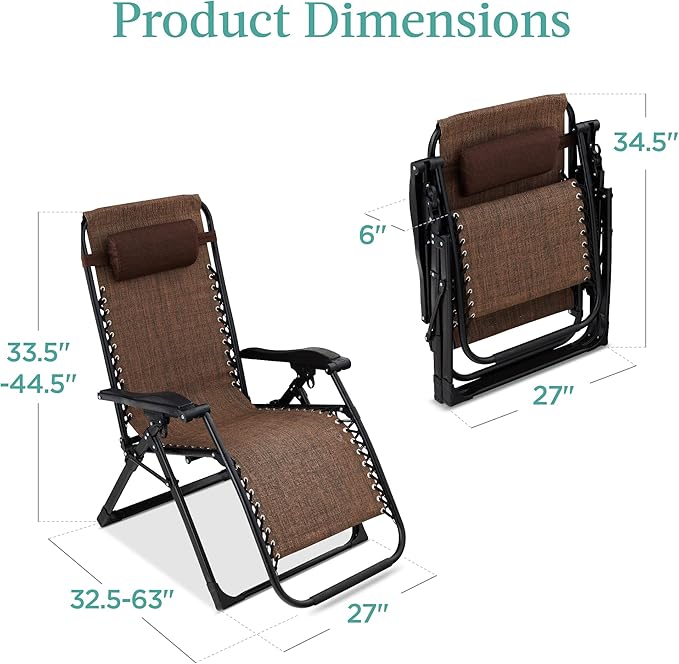 Best Choice Products Oversized Zero Gravity Chair, Folding Outdoor Patio - Image 3