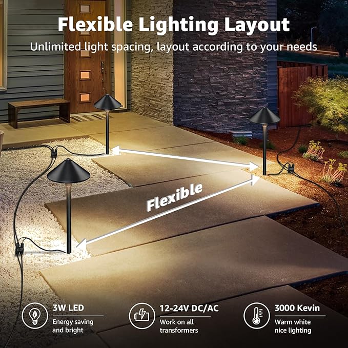 SUNVIE All-In-One LED Low Voltage Landscape Lighting Kit, 8 Pack Pathway Lights - Image 4