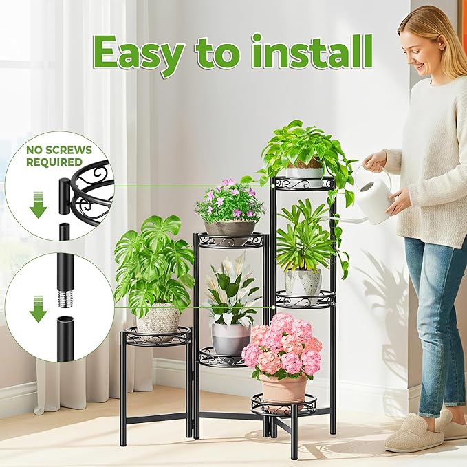 Plant Stand Indoor Outdoor, 6 Tier Metal Flower Shelf - Image 6