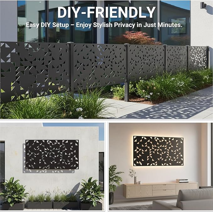 Metal Privacy Screen Outdoor 6FT – Laser-Cut Geometric Mosaic Decorative Steel - Image 7