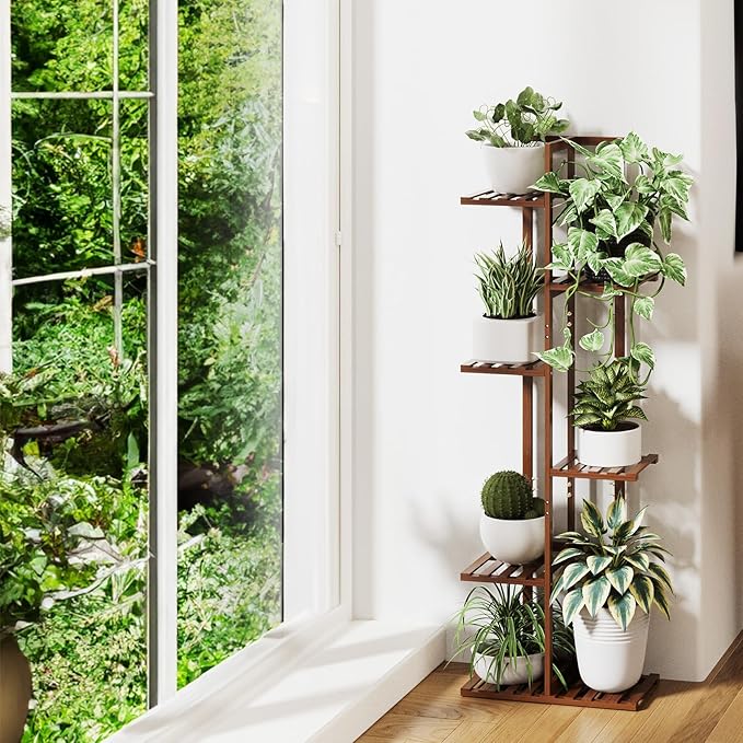 ROSSNY 48 Inch Tall Plant Stand Indoor, 6 Tier 7 Potted Bamboo Plant Stands - Image 4