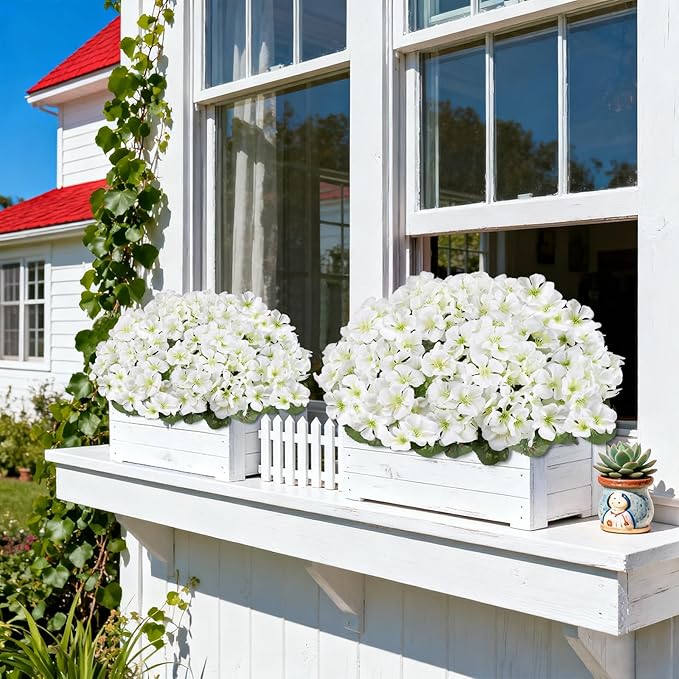 Artificial Geranium Flowers for Outdoors, 6 Bundles Realistic Silk Fake Geranium - Image 7