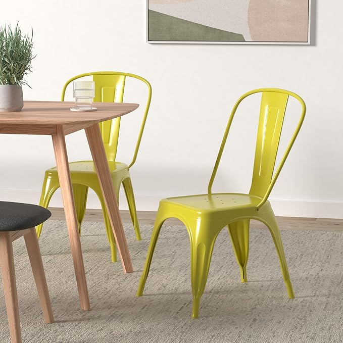 Nazhura Metal Dining Chair Farmhouse Tolix Style - Image 2