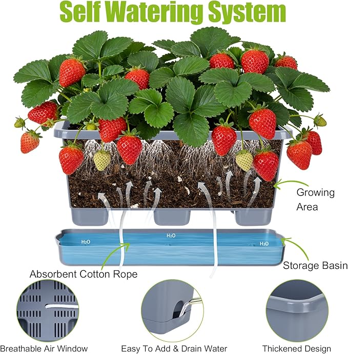 Window Box Planter 6 Packs, 13.8 Inches Rectangle Flower Pots - Image 4