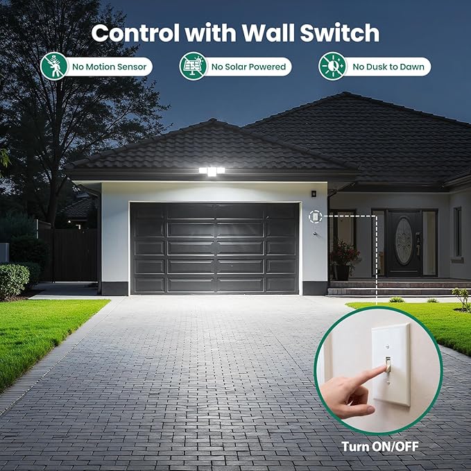 70W 7000LM LED Flood Lights Outdoor 2 Packs, Switch Controlled Security Lights - Image 6