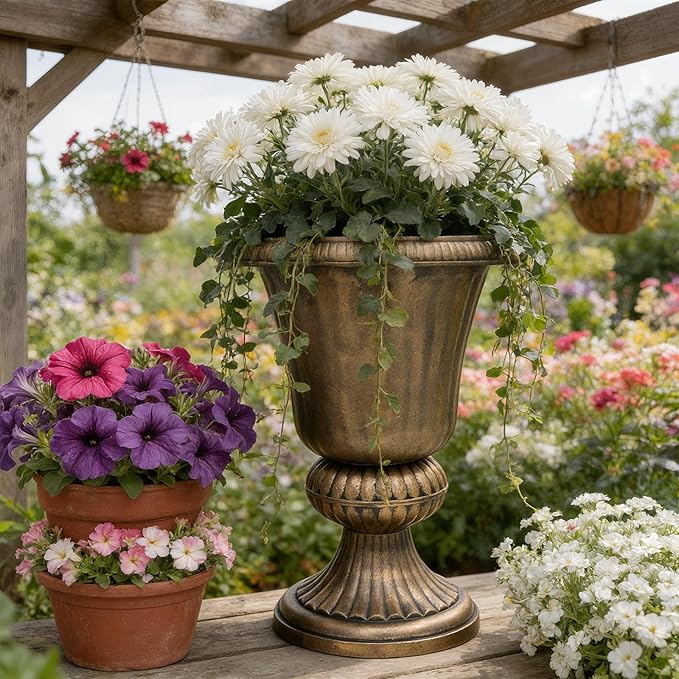 Athena Collection 20''H Garden Plastic Urn Vintage Tall Planter Urn Patio Large - Image 8