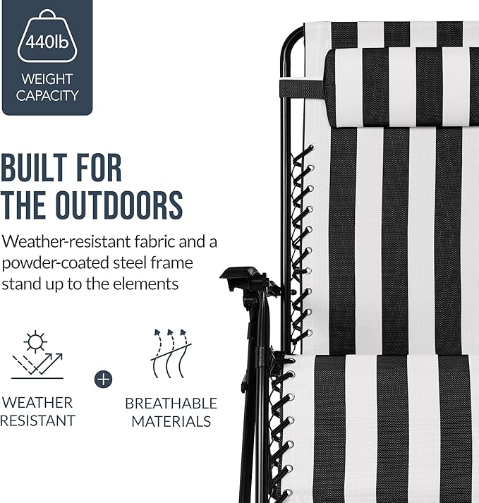 Best Choice Products Set of 2 Extra Wide Adjustable Steel Mesh Zero Gravity - Image 6