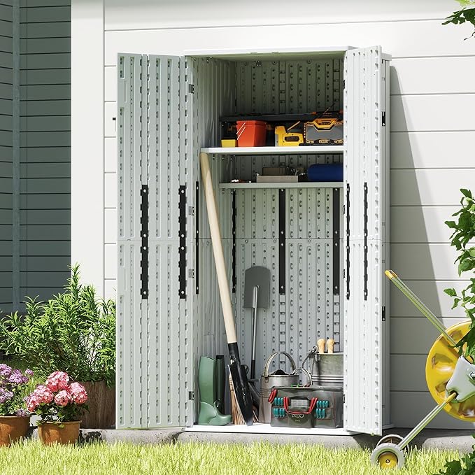 EHHLY Heavy Duty Tall Storage Cabinet Outdoor Weatherproof, 28 Cuft Garage - Image 4