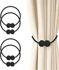 Hion Magnetic Curtain Tiebacks 4 Pack, Nickel-plated Metal and Polyester by Hion