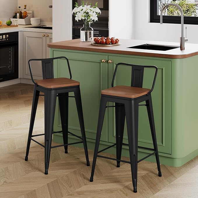 Yongchuang 30 inch Bar Stools Set of 2 Bar Height Metal Barstools - Image 3